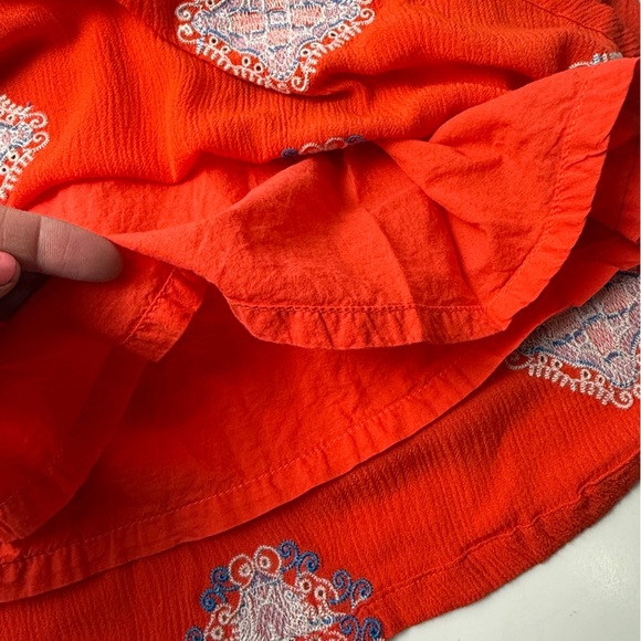 Miss Me Orange Sleeveless Shirt Dress Pockets Embroidered Women's Size M BOHO - Picture 9 of 12